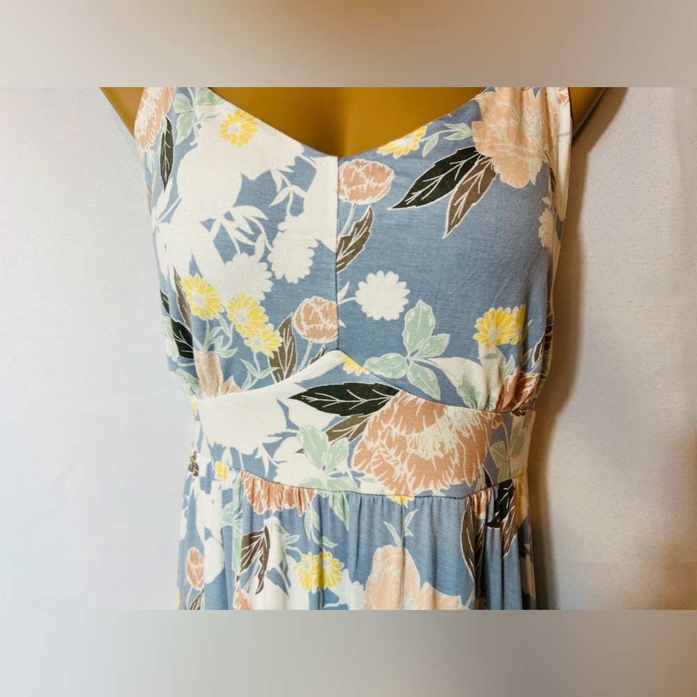 Torrid Super Soft Knits Mini Shirred Skater Dress Blue Floral Sz 3 3X 22-24 - Picture 5 of 6